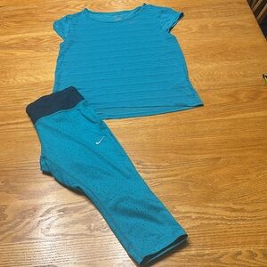 Nike Turquoise Workout Top and capris leggings
